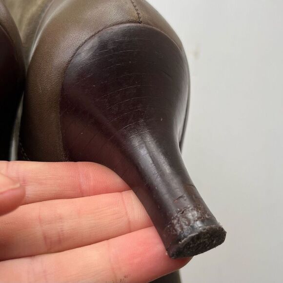 Audrey Brooke Camo Green Suede & Leather Kitten Heel Boots 8.5 - Picture 8 of 10